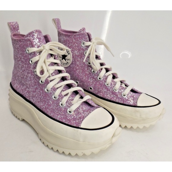 Converse Run Star Hike High Top Purple Glitter Platform Shoes-Ladies 9 / Men 7½ - Picture 8 of 16